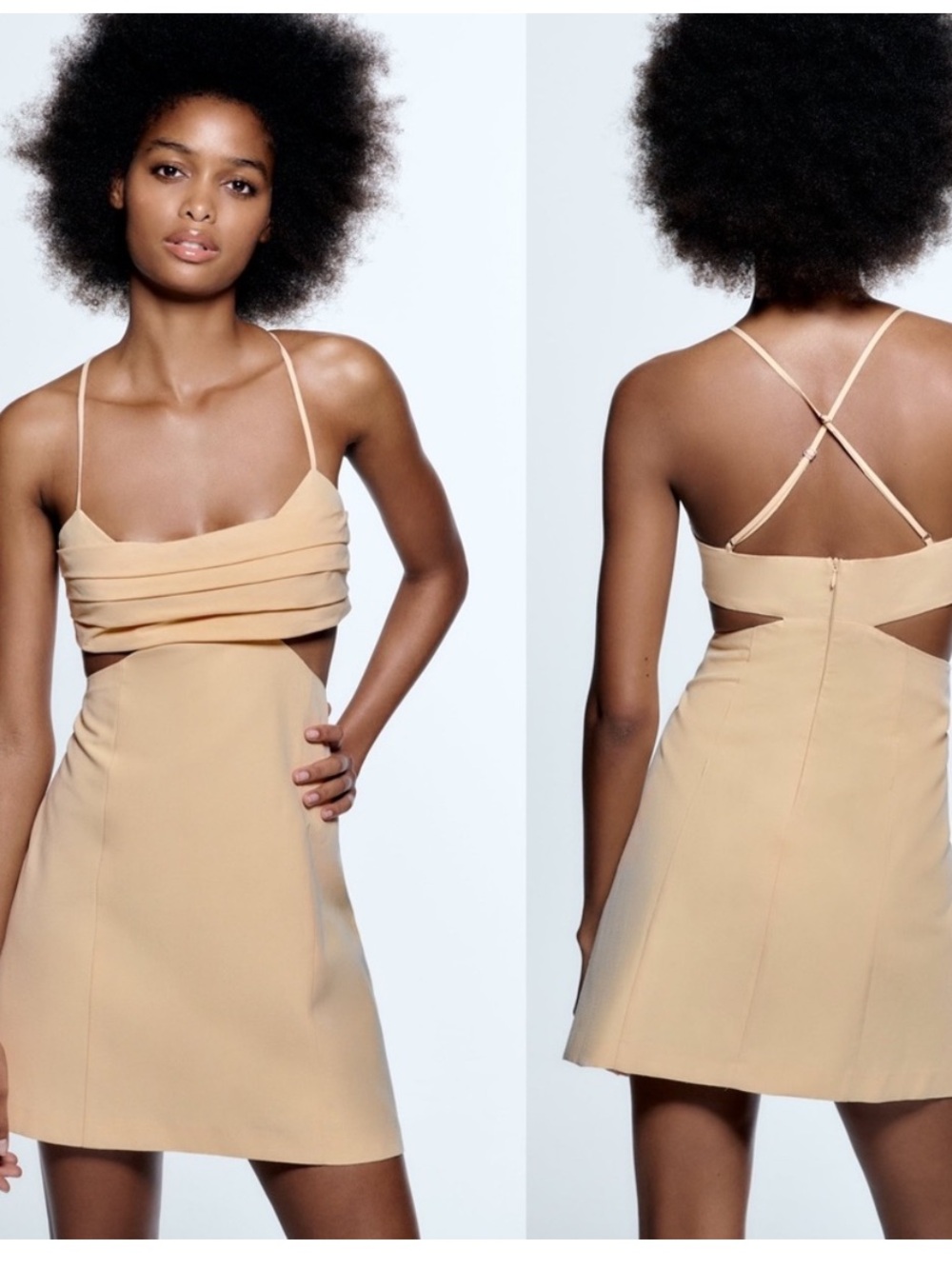 ZARA| Peach Strappy Cutout Mini Dress